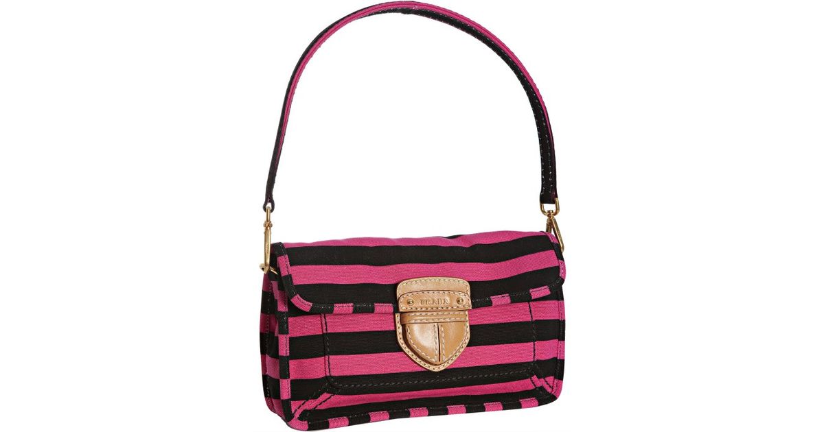 Prada Fuschia Striped Canvas Canapa Righe Shoulder Bag in Pink ... Prada Fuschia Striped Canvas Canapa Righe Shoulder Bag in Pink ...