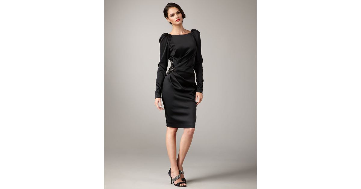 long sleeve puff shoulder dress