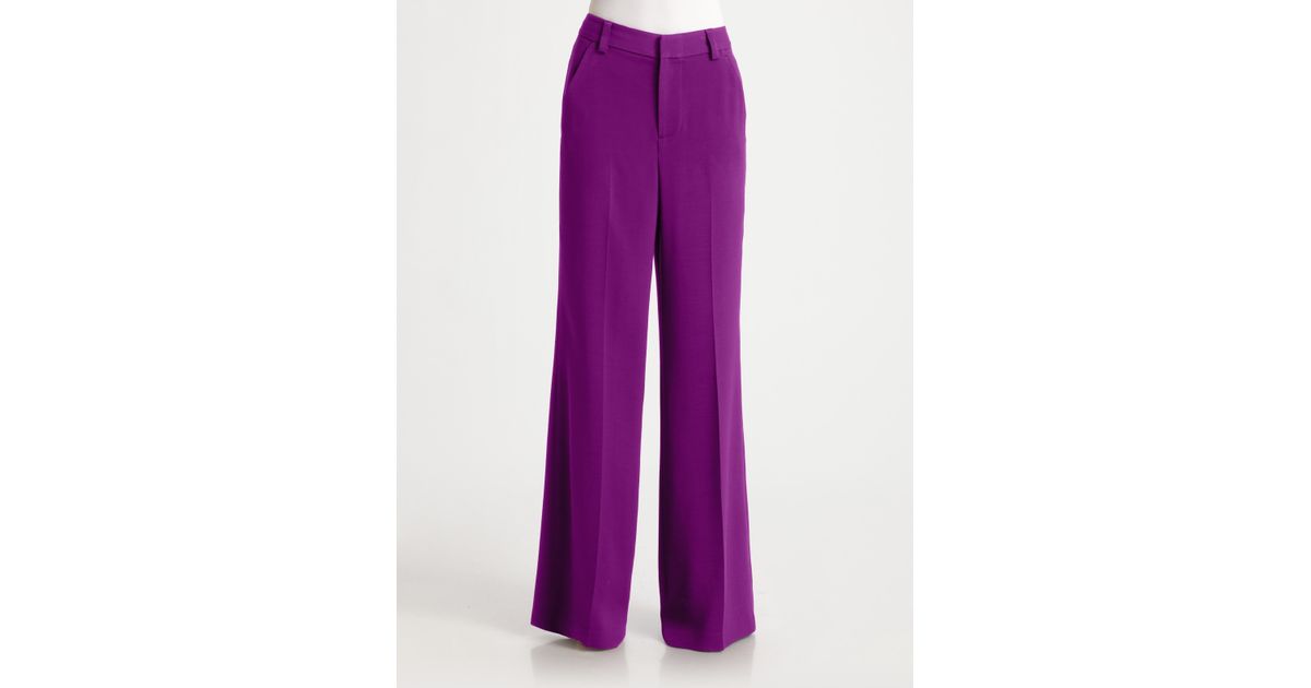 Alice + Olivia High-waisted Wide Leg Pants in Purple - Lyst