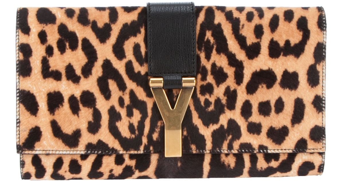 Saint laurent Chyc Clutch Bag in Brown | Lyst  