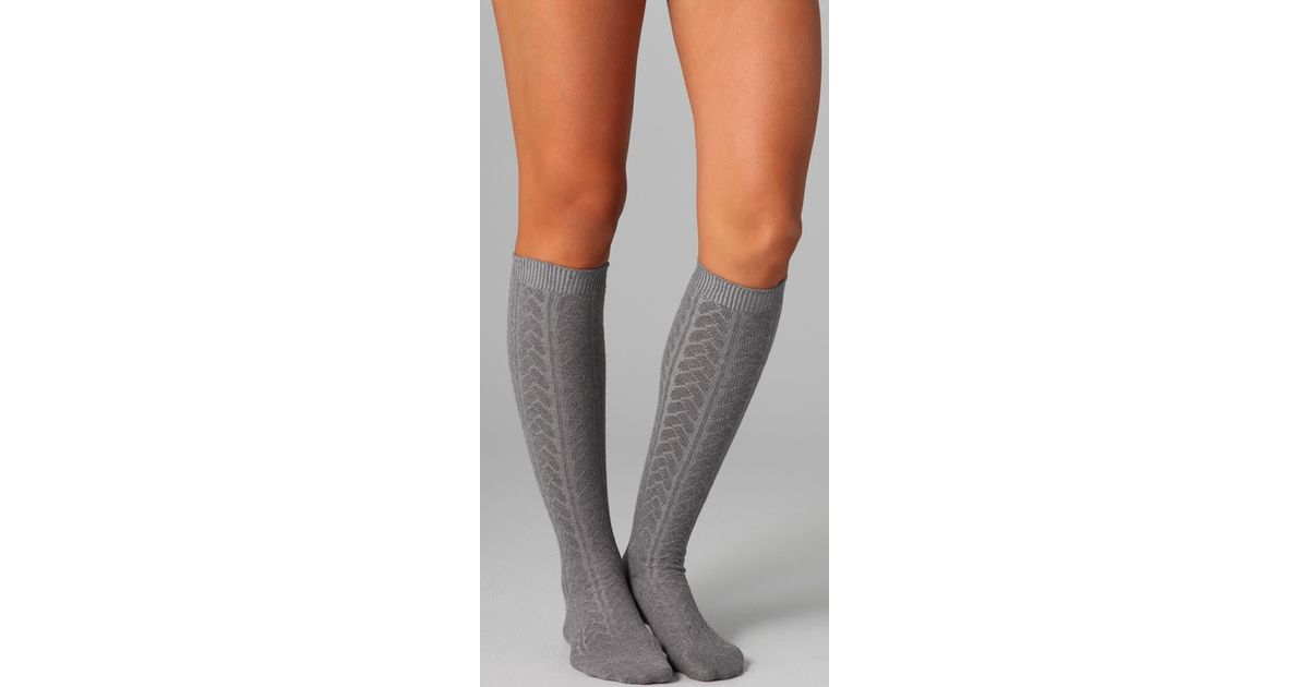 Falke Striggings Cable Knit Knee High Socks In Grey Gray Lyst