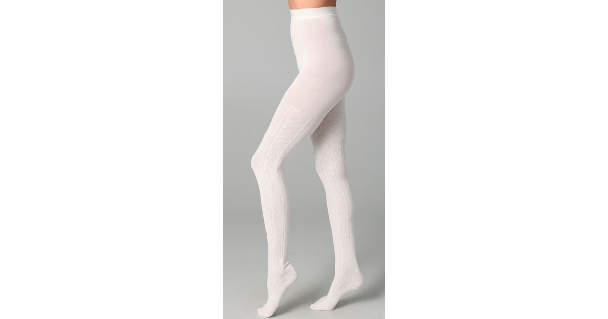 FALKE Striggings Cable Knit Tights in White