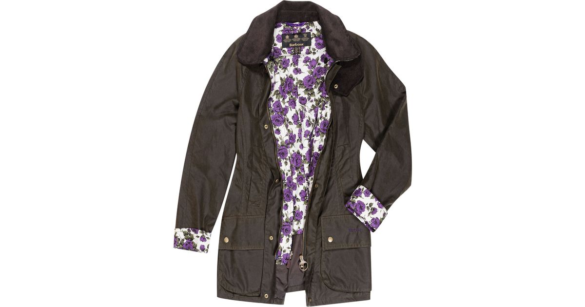 Barbour Purple Carline Liberty Print Beadnell Jacket in Black | Lyst Canada