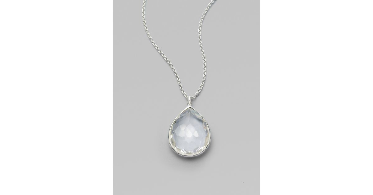 Ippolita Clear Quartz & Sterling Silver Large Teardrop Pendant Necklace