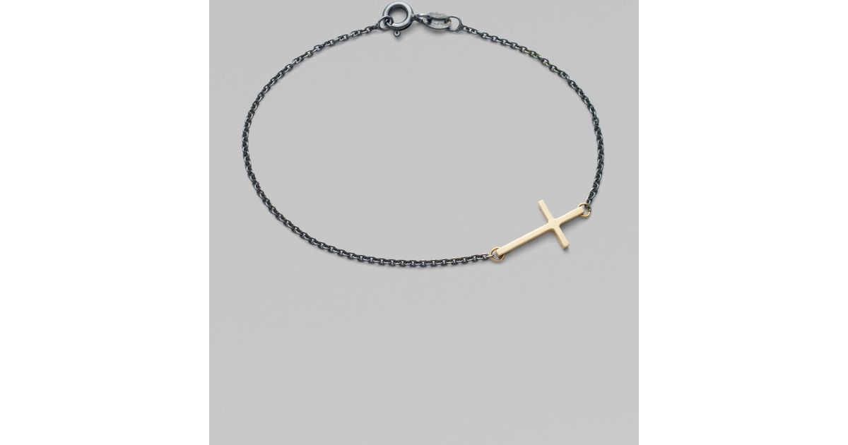 Lyst Mizuki 14k Yellow Gold Sterling Silver Side Cross Bracelet Lyst Mizuki 14k Yellow Gold Sterling Silver Side Cross Bracelet In Black