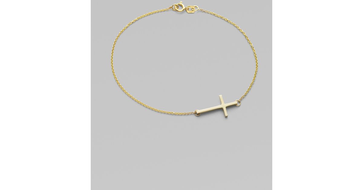 Lyst Mizuki 14k Yellow Gold Side Cross Bracelet In