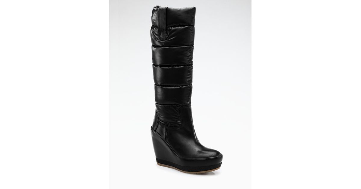 Moncler Nible Quilted Kneehigh Wedge Boots in Black Lyst