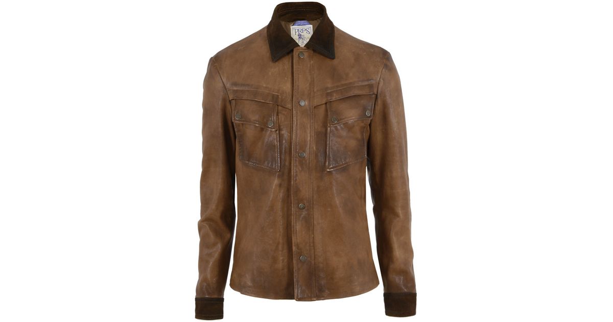Prps Tan Leather Jacket In Brown For Men Lyst