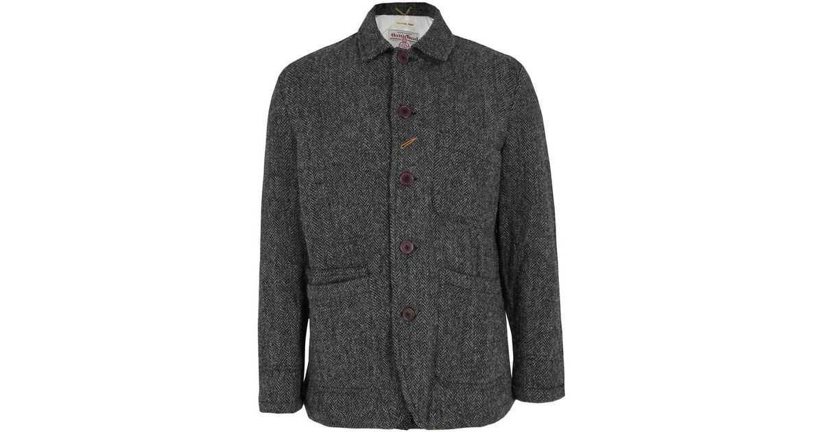 Universal Works Bakers Charcoal Herringbone Harris Tweed Jacket in Grey for Men - Lyst