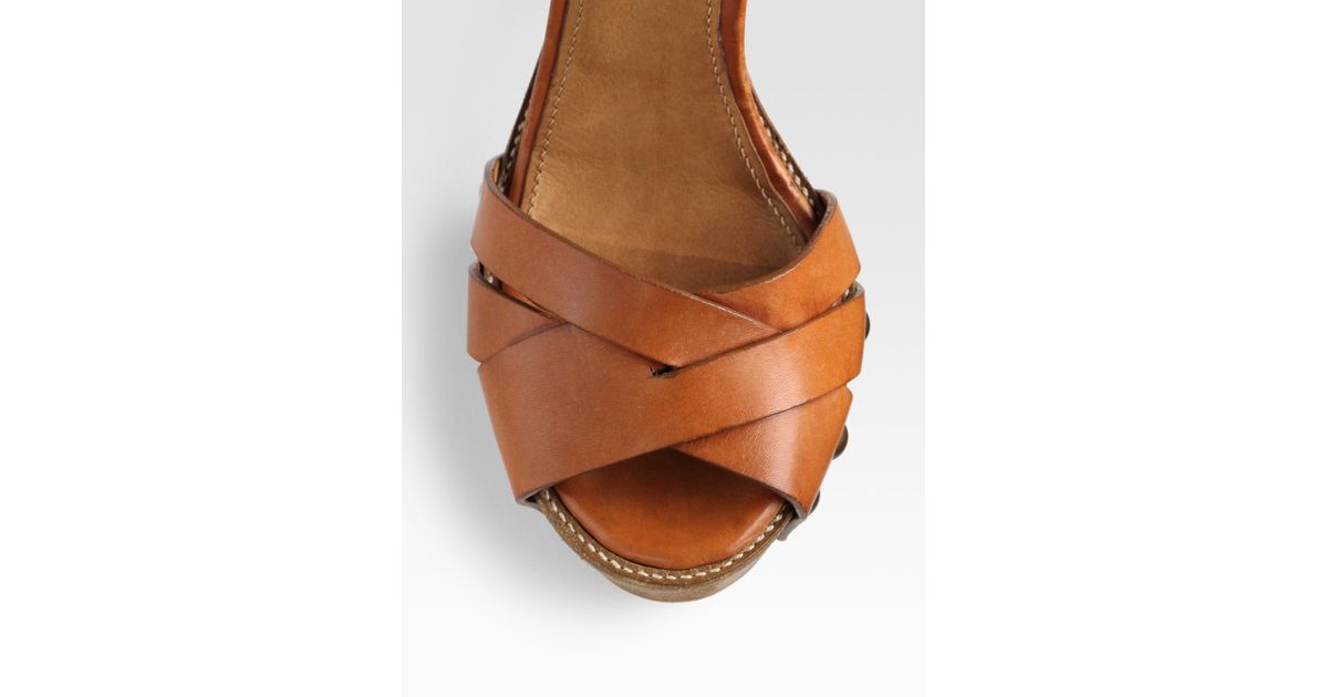 wooden sole sandals chlo 233 leather wooden sole platform sandals in brown lyst wooden sole sandals chlo 233 leather wooden sole platform sandals in brown lyst