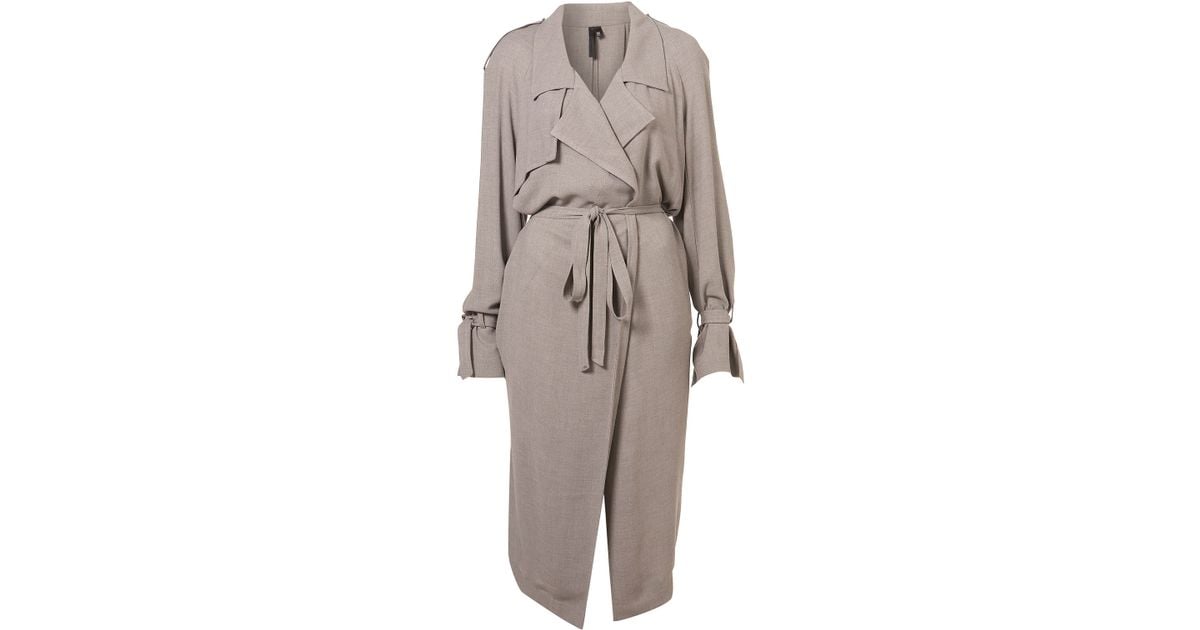 Lyst - Topshop Flannel Trench Coat By Boutique in Gray