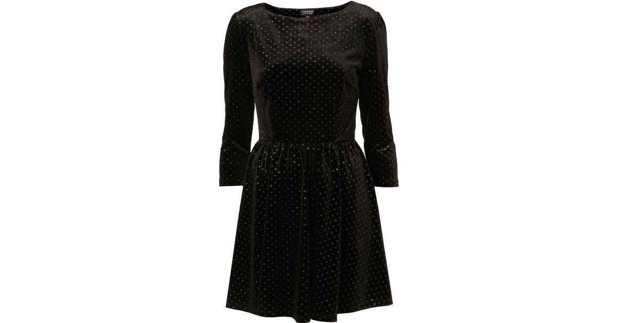 topshop black velvet dress