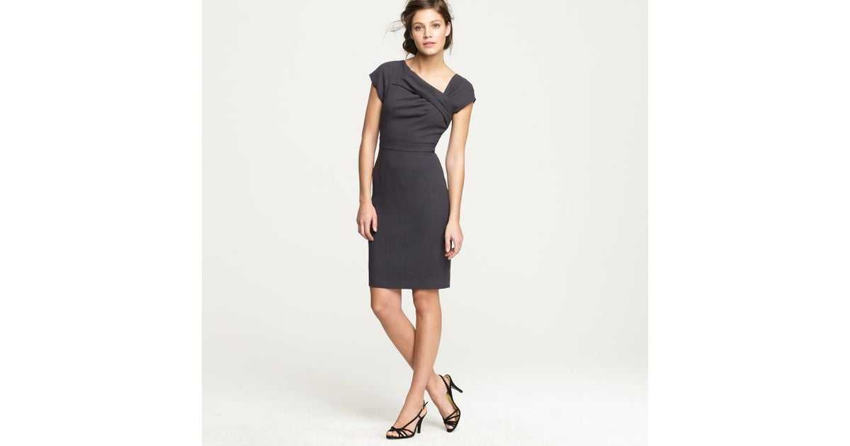 J.Crew Origami Sheath Dress in Wool Crepe in Gray Lyst