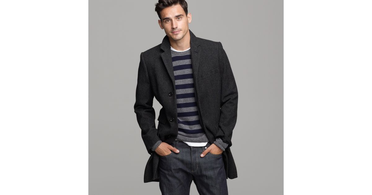 J.Crew Mayfair Wool Herringbone Topcoat in Gray for Men Lyst