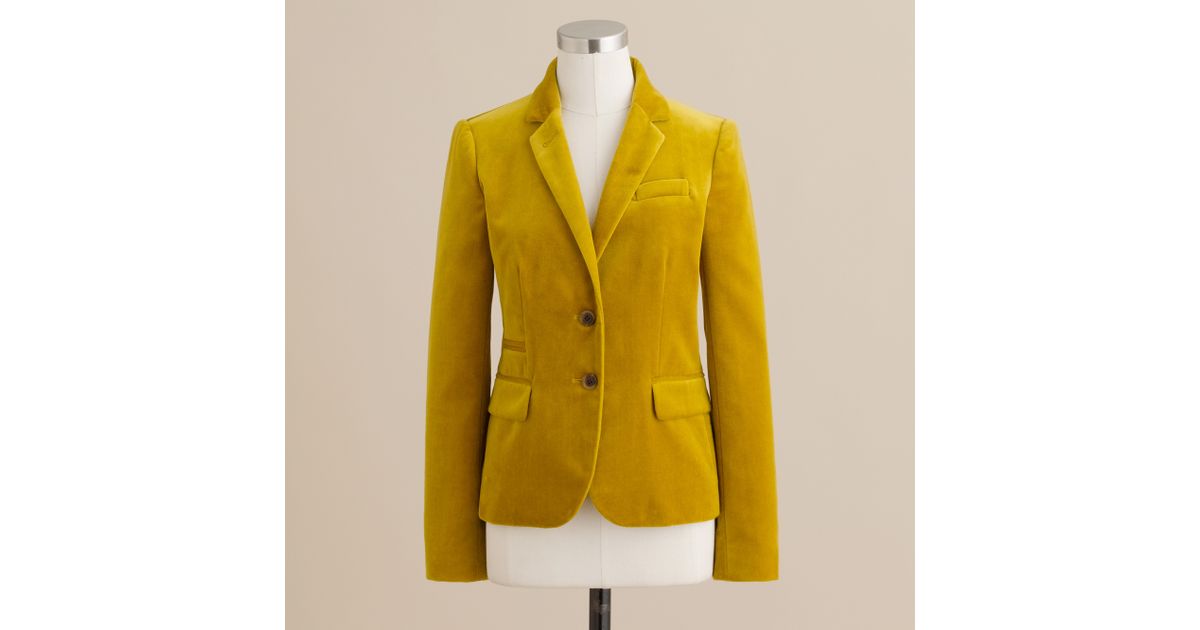 J.Crew Schoolboy Blazer in Velvet in Yellow - Lyst