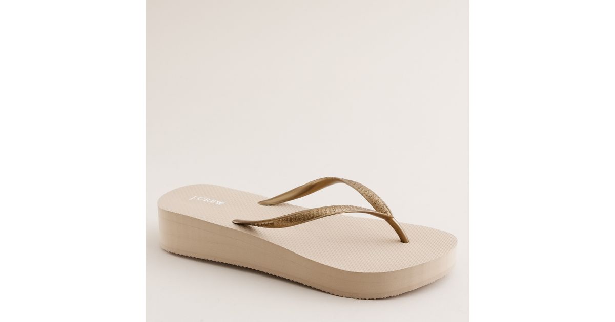 J.crew Skinny Wedge Rubber FlipFlops in Gold (metallic gold) Lyst