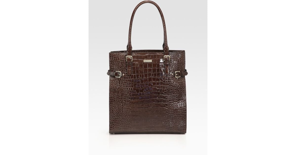 Lyst Kate Spade New York Jasper Croc Embossed Leather Tote Bag In Lyst Kate Spade New York Jasper Croc Embossed Leather Tote Bag In Brown