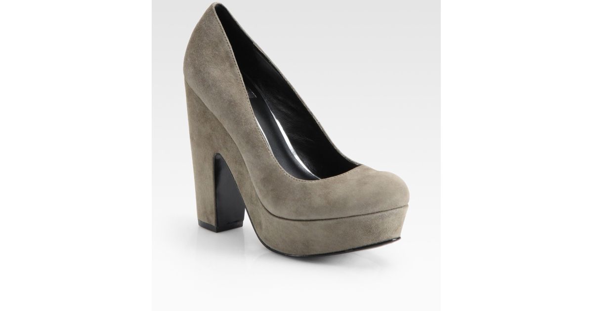 chunky heel platform pumps