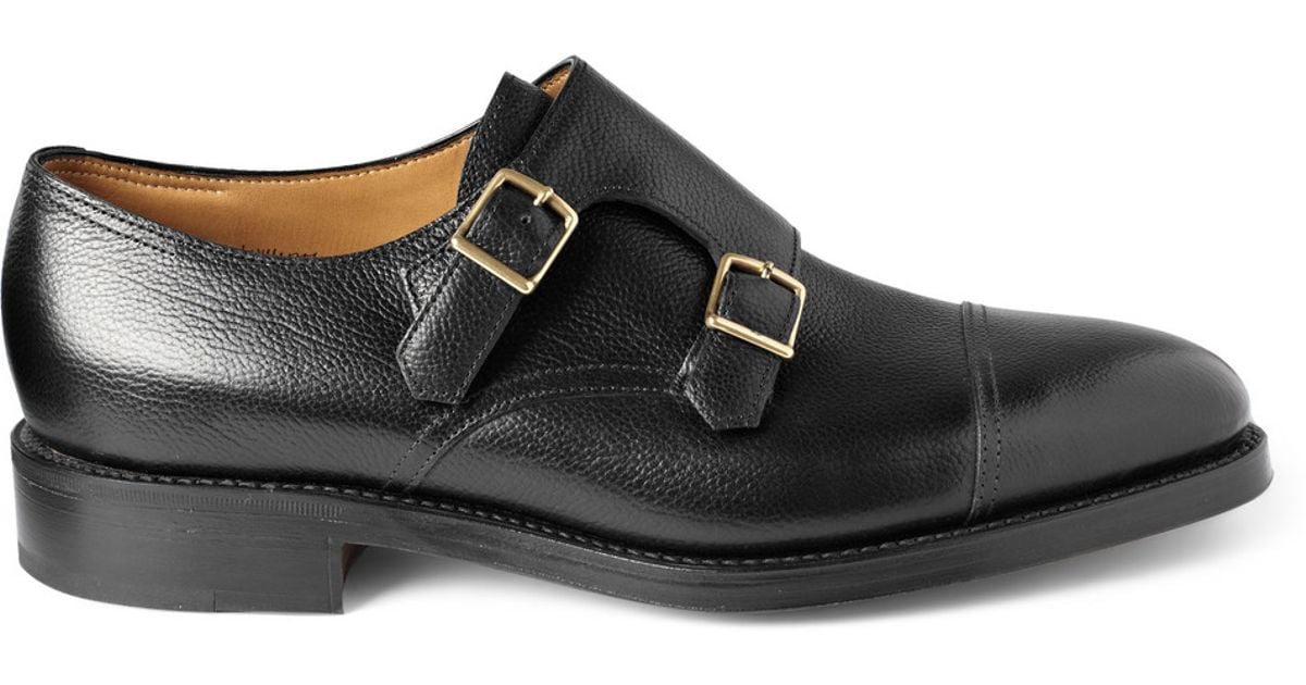 John Lobb William Leather Monkstrap Shoes in Black for John Lobb William Leather Monkstrap Shoes in Black for