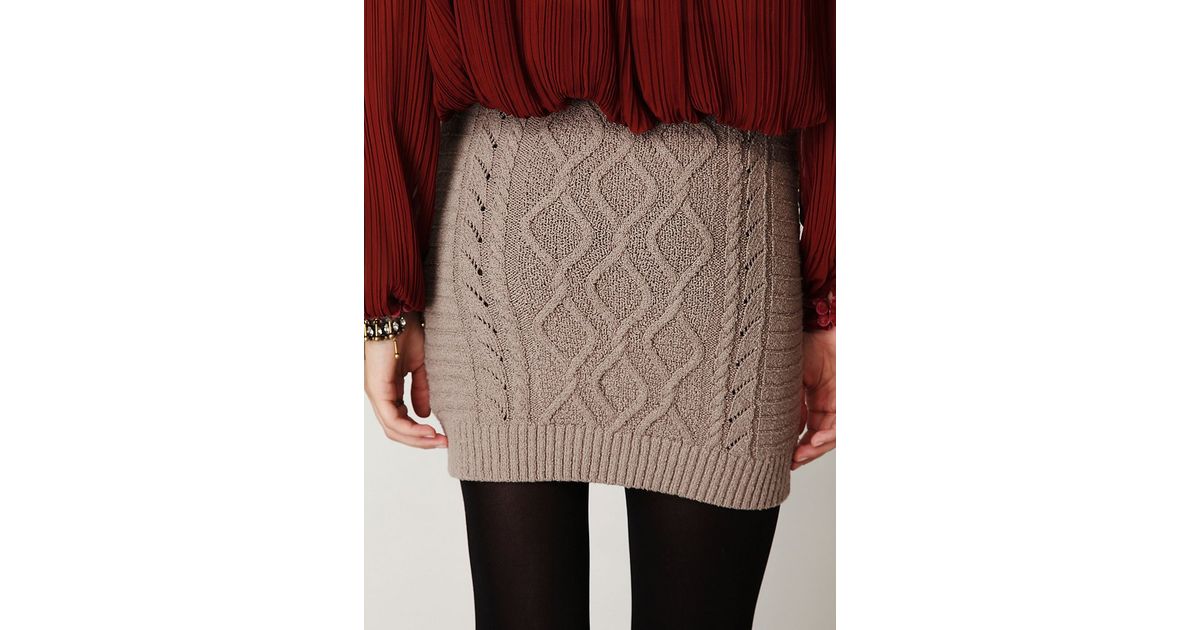 Cable Knit Bodycon Sweater Skirt 