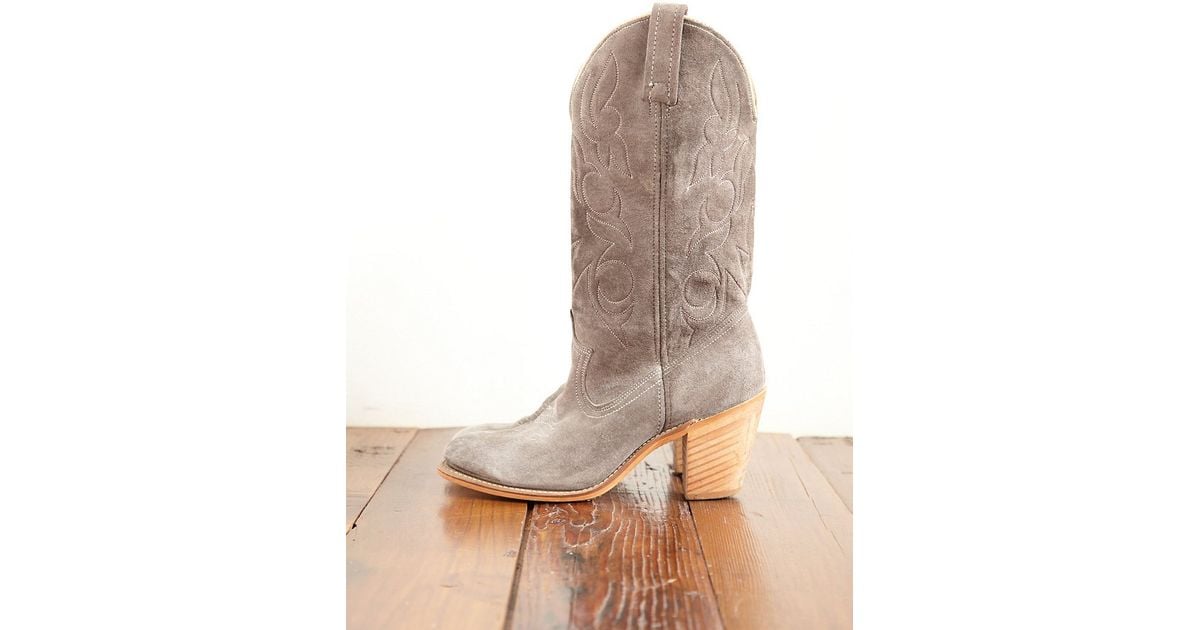 Free People Vintage Suede Cowboy Boots in Gray Lyst