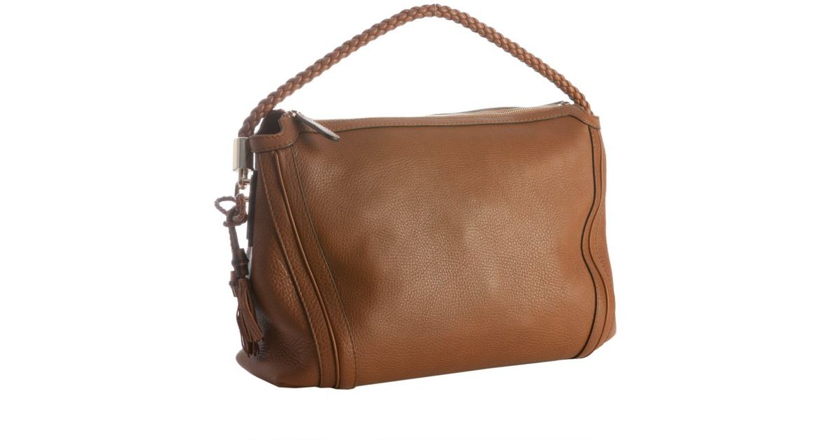 Lyst Gucci Brown Leather Bella Braided Handle Medium Hobo In