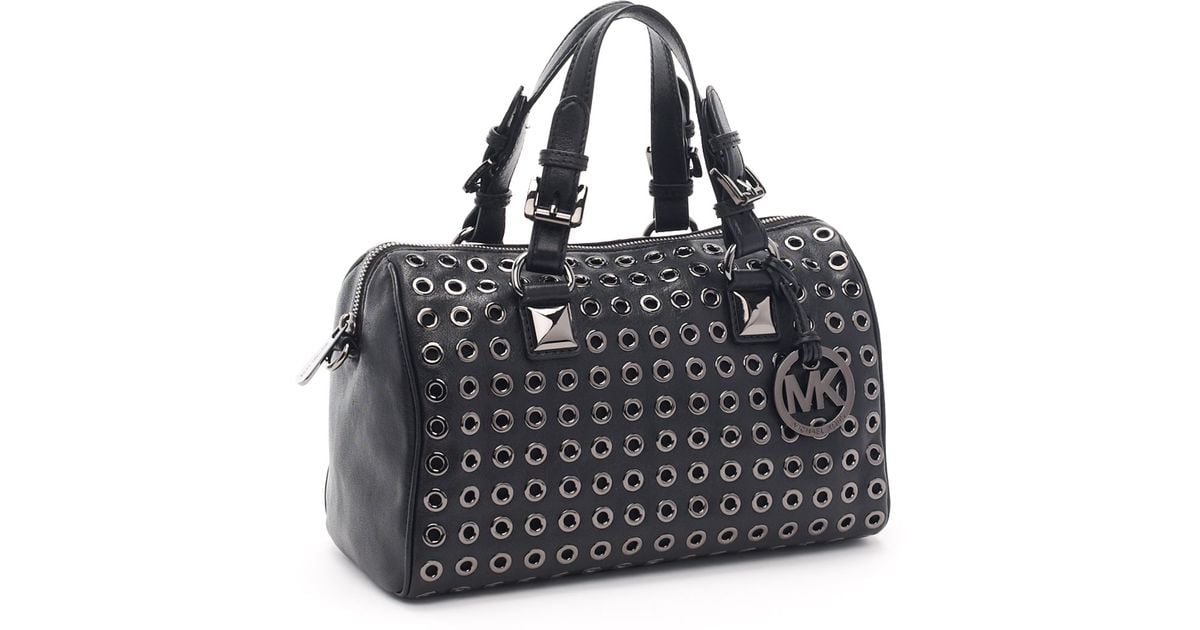 michael kors grayson grommet black satchels