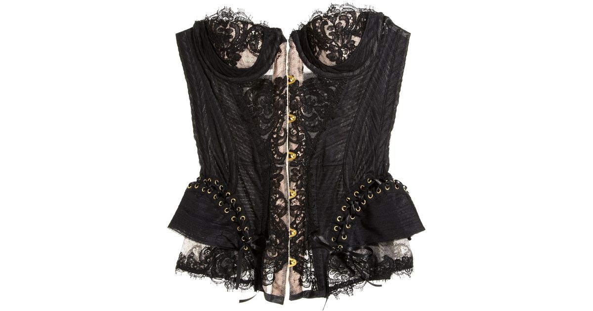 Agent Provocateur Satin Raphaella Lace and Tulle Corset in Black - Lyst