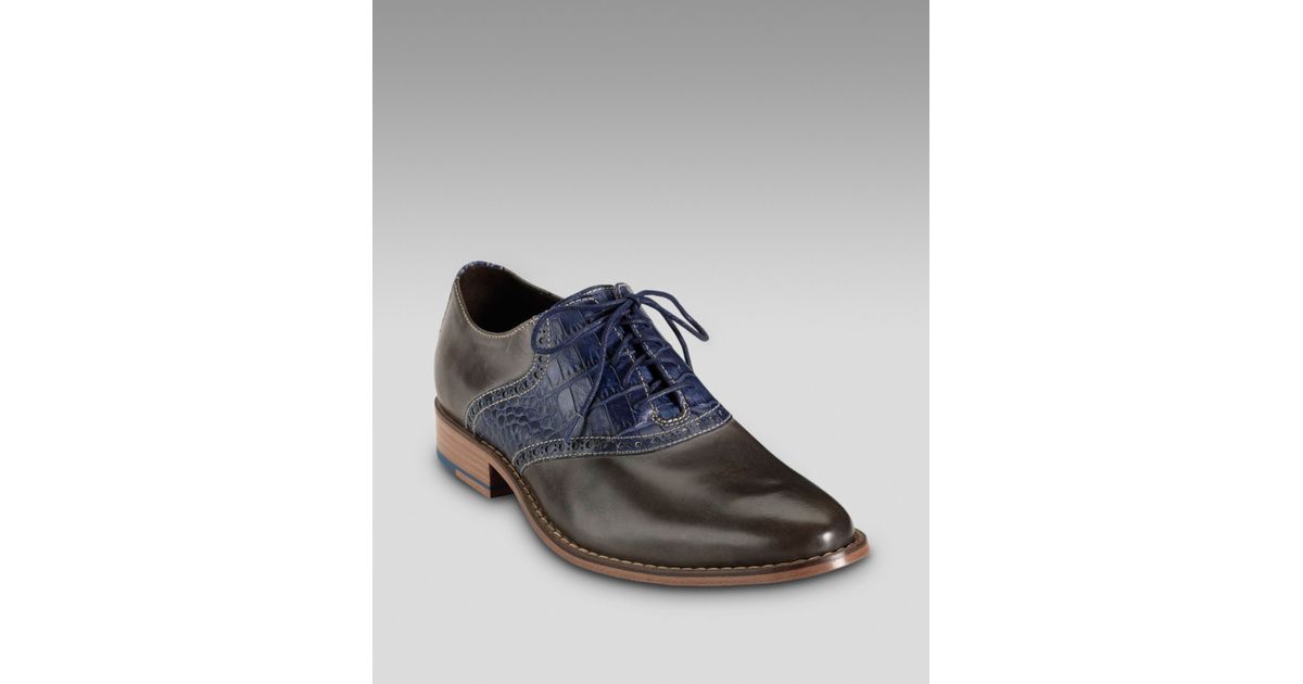 Cole Haan Air Colton Saddle Shoe, Gray/navy in Grey Navy