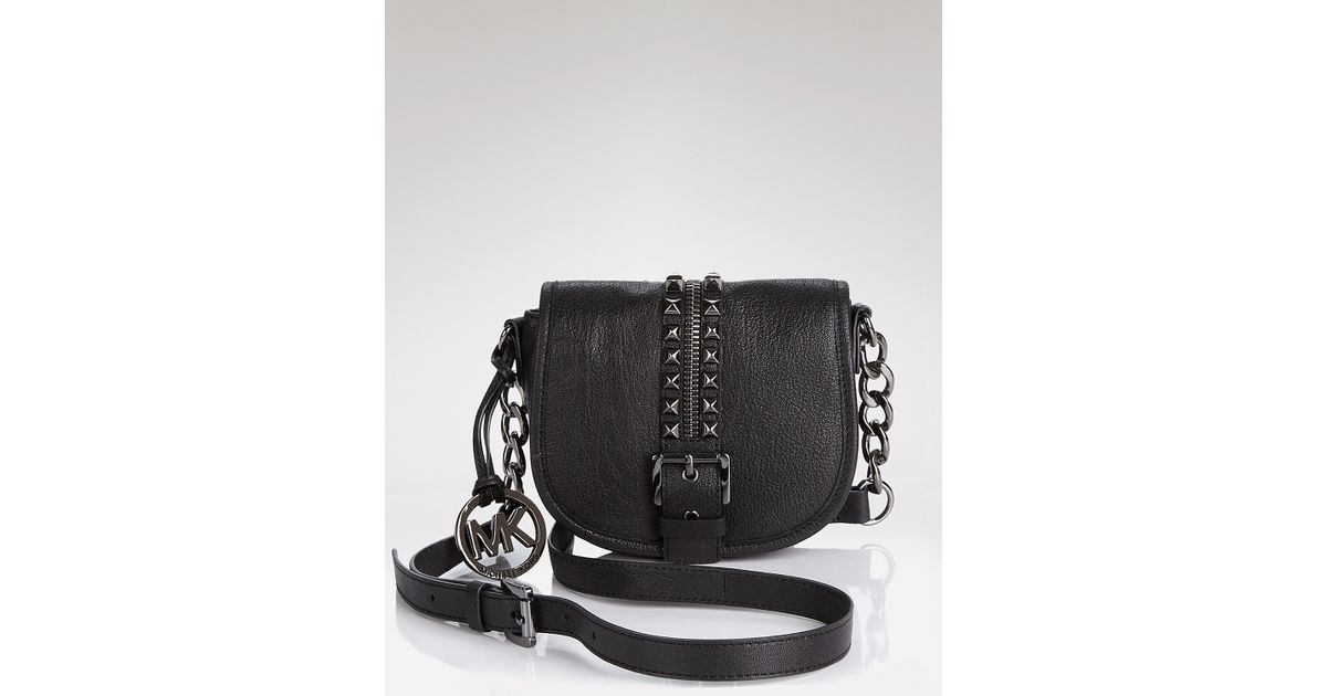 Michael Kors Rock And Roll Saddle Bag In Black Lyst Michael Rock And Roll Saddle Bag