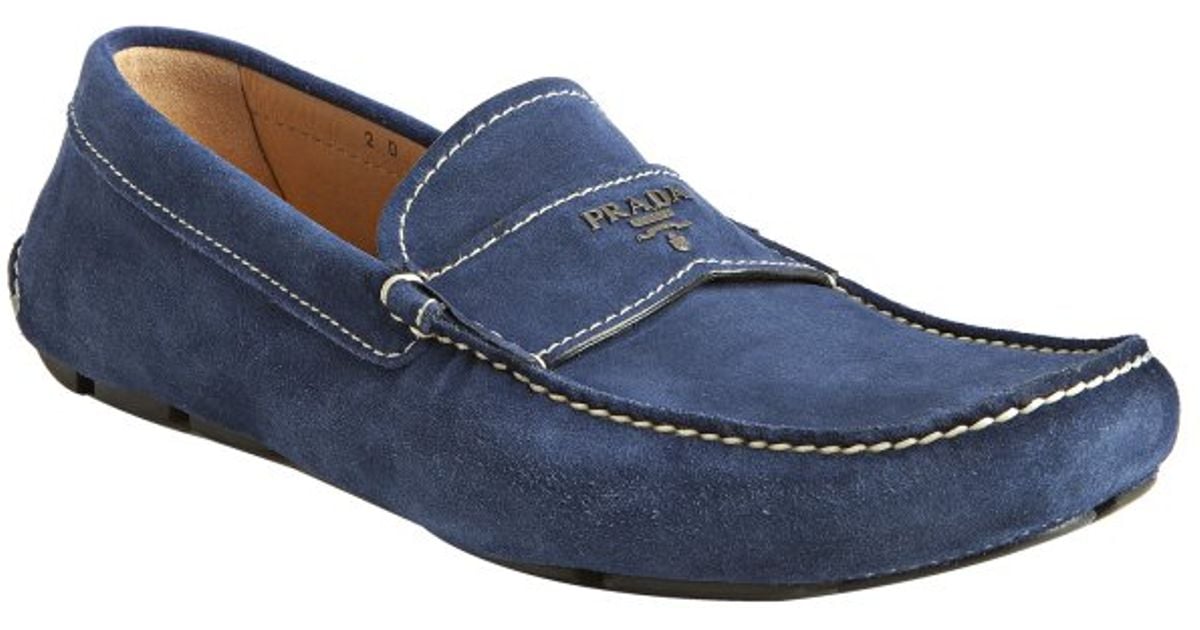 prada blue suede shoes