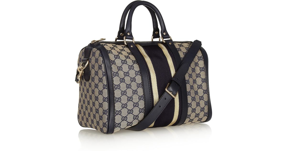 Gucci Leathertrimmed Canvas Bowling Bag in Black Lyst