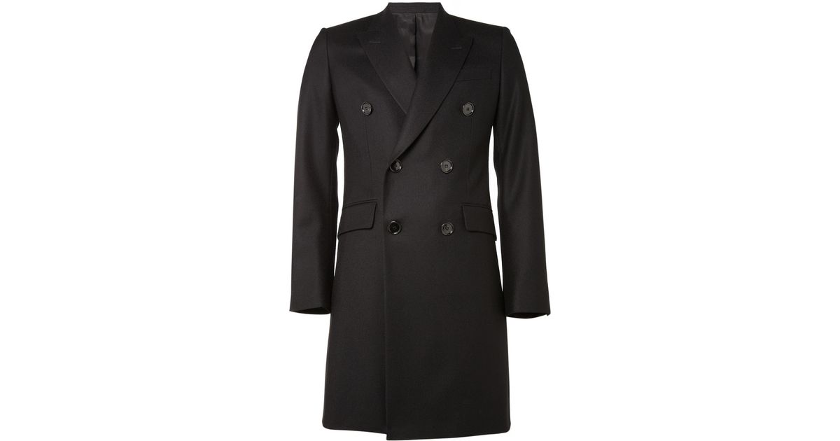 Alexander McQueen Double-breasted Coat in Black for Men - Lyst