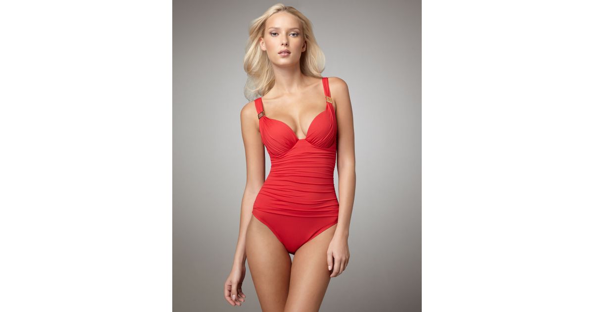 red push up one piece swimsuit