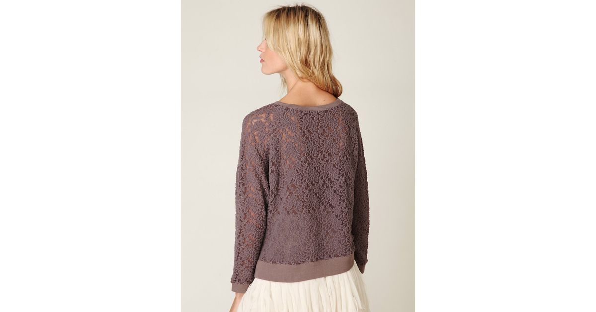 Free People All Over Lace Pullover in Purple Lyst