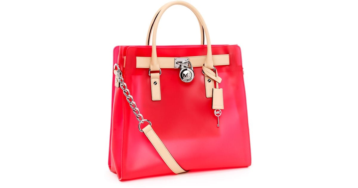 Lyst Michael Kors Large Hamilton Frosted Jelly Tote Neon Lyst Michael Kors Large Hamilton Frosted Jelly Tote Neon Pink In