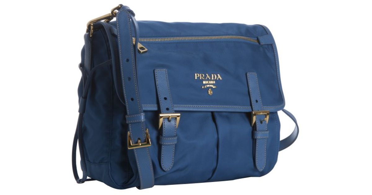 prada nylon shopping tote - Prada Cobalt Nylon Buckle Messenger Bag in Blue (cobalt) | Lyst