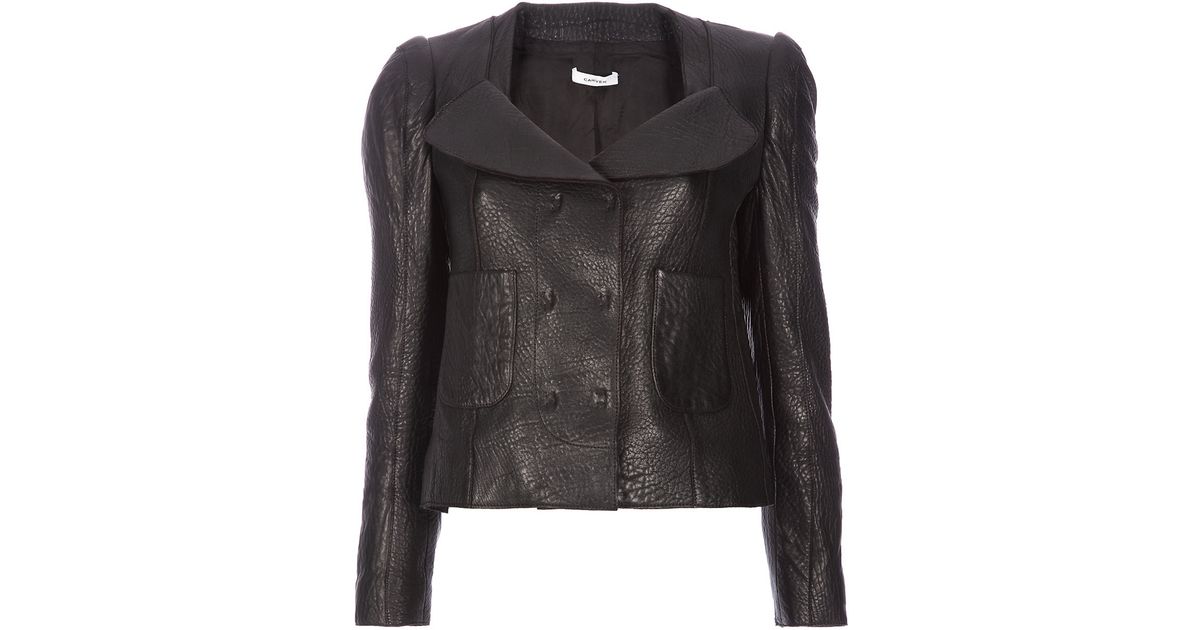 Carven Black Textured Leather Jacket