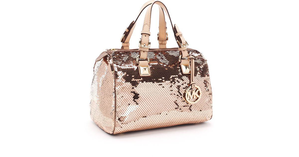 michael kors grayson monogram medium satchel rose gold