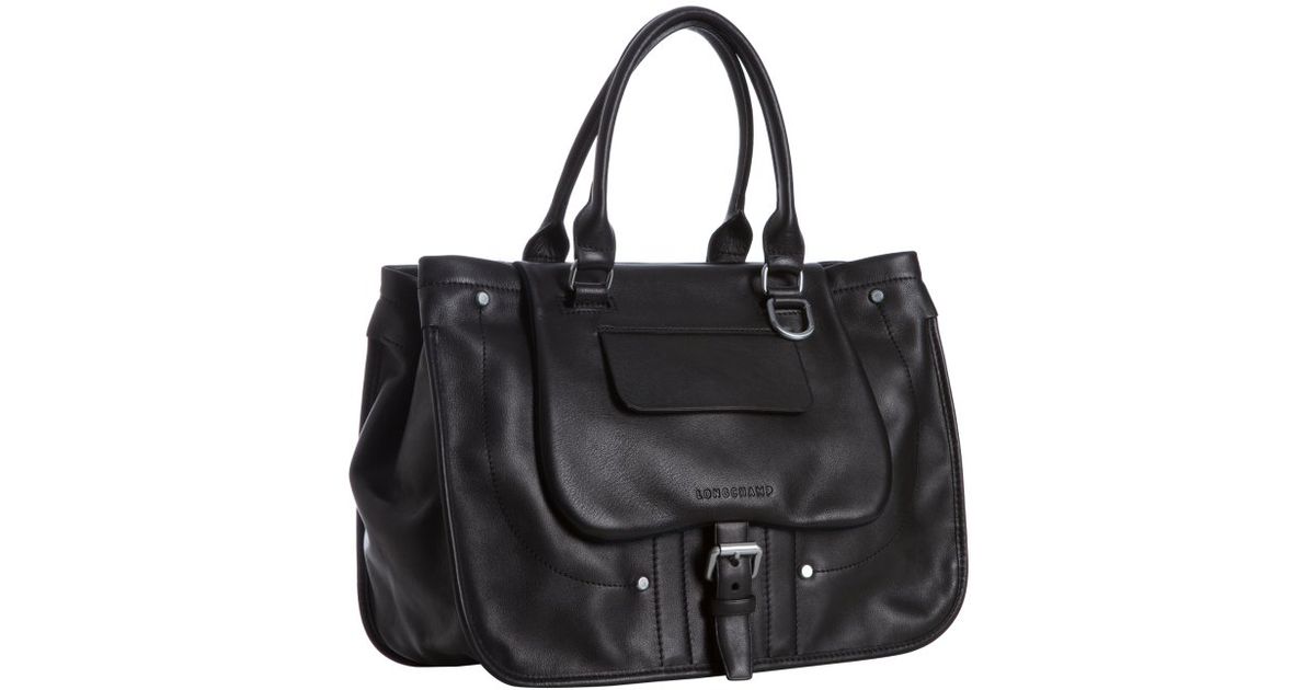 Lyst Longchamp Black Leather Balzane Large Handbag In