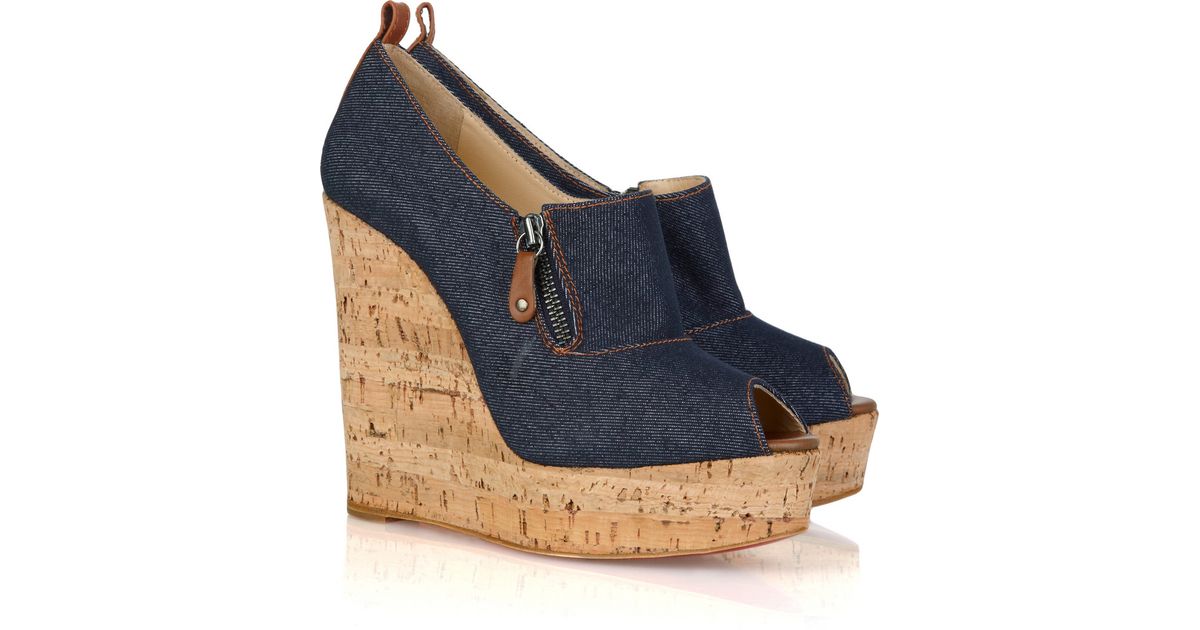 louboutin peep toe wedge
