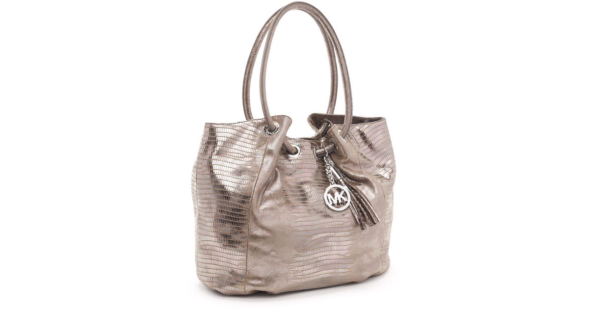 Lyst Michael Kors Medium Ring Shoulder Tote Nickel Metallic Lyst Michael Kors Medium Ring Shoulder Tote Nickel Metallic Lizard In