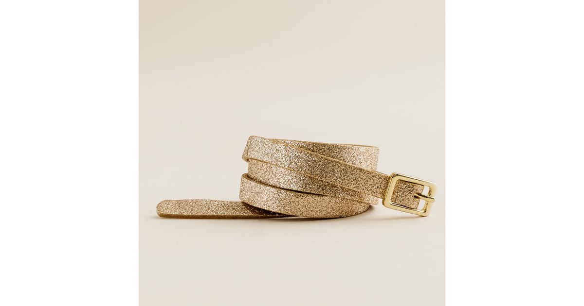 J.Crew Skinny Glitter Belt in Metallic Lyst