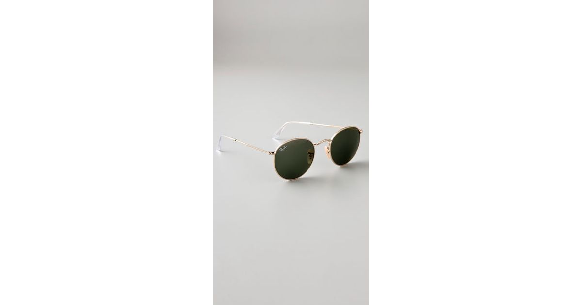 Ray Ban Retro Round Metal Sunglasses In Gold Metallic Lyst 