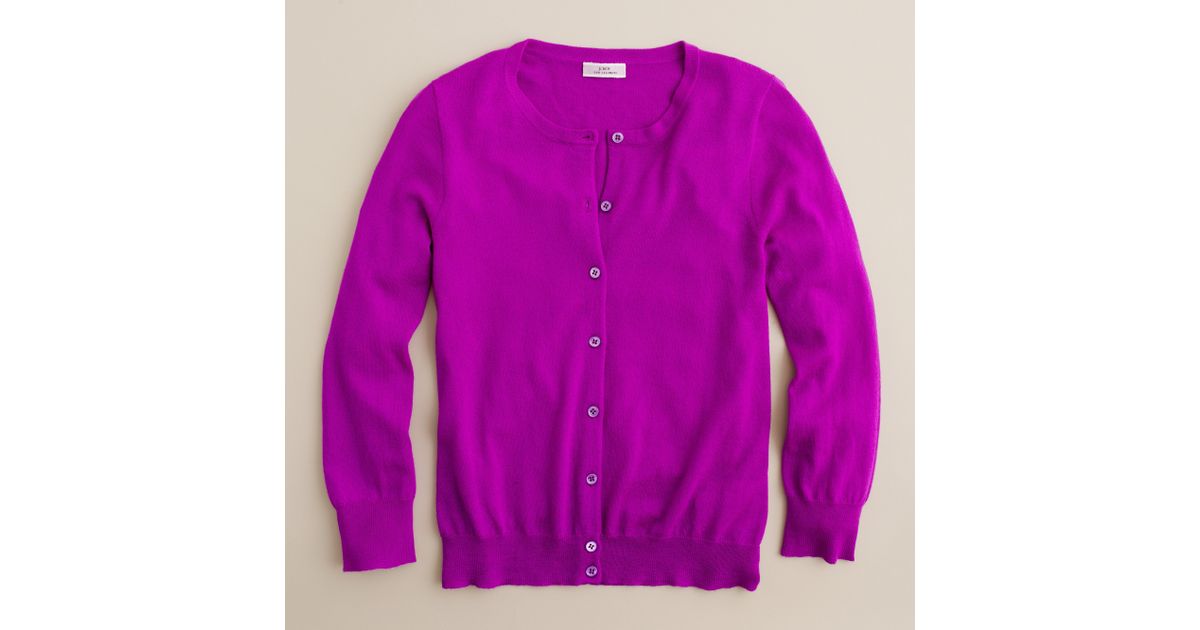 bright purple cardigan