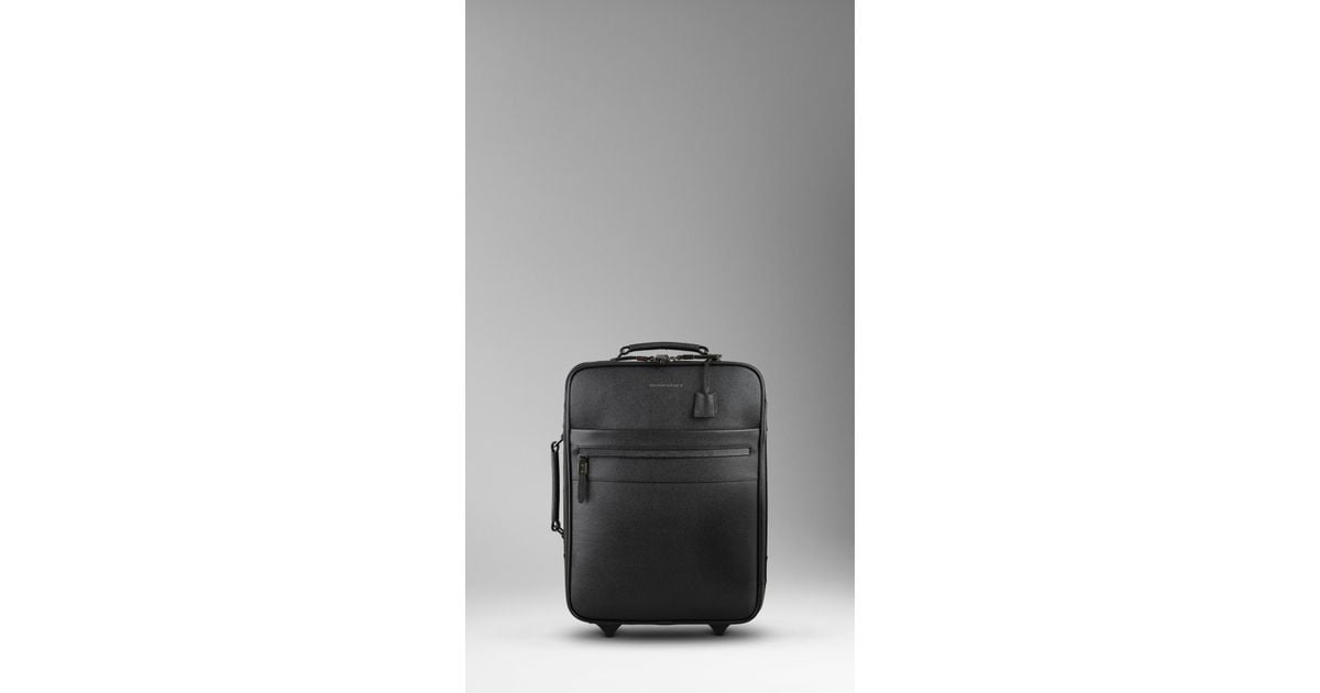 Burberry Leather Carry On Suitcase in Black for Men | Lyst