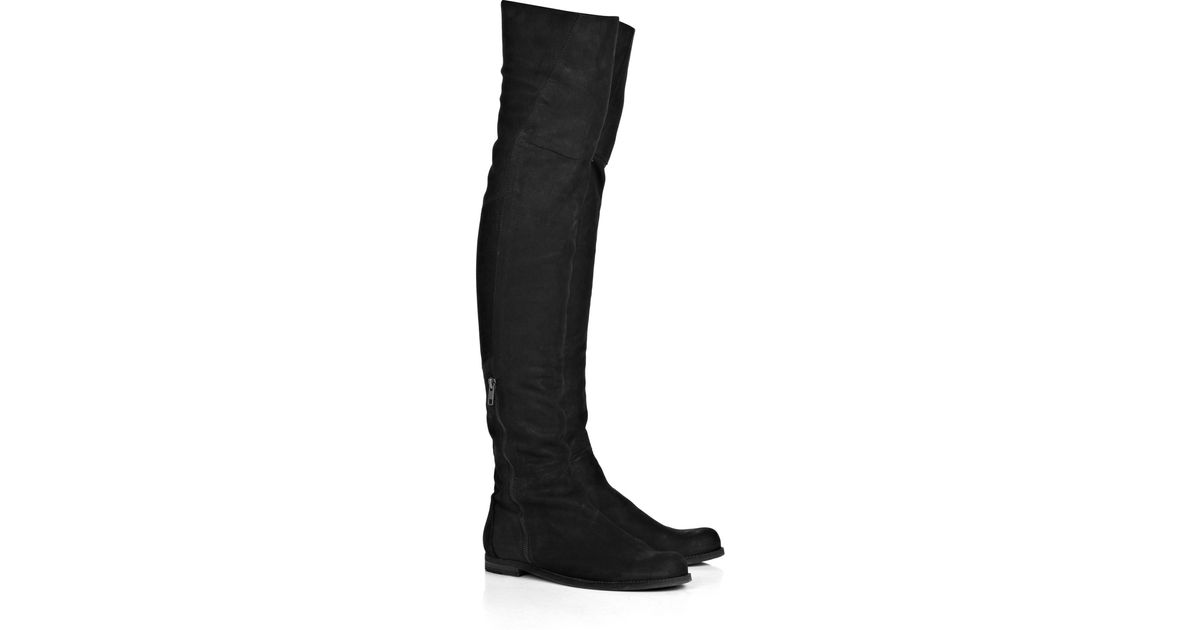 black suede over knee flat boots