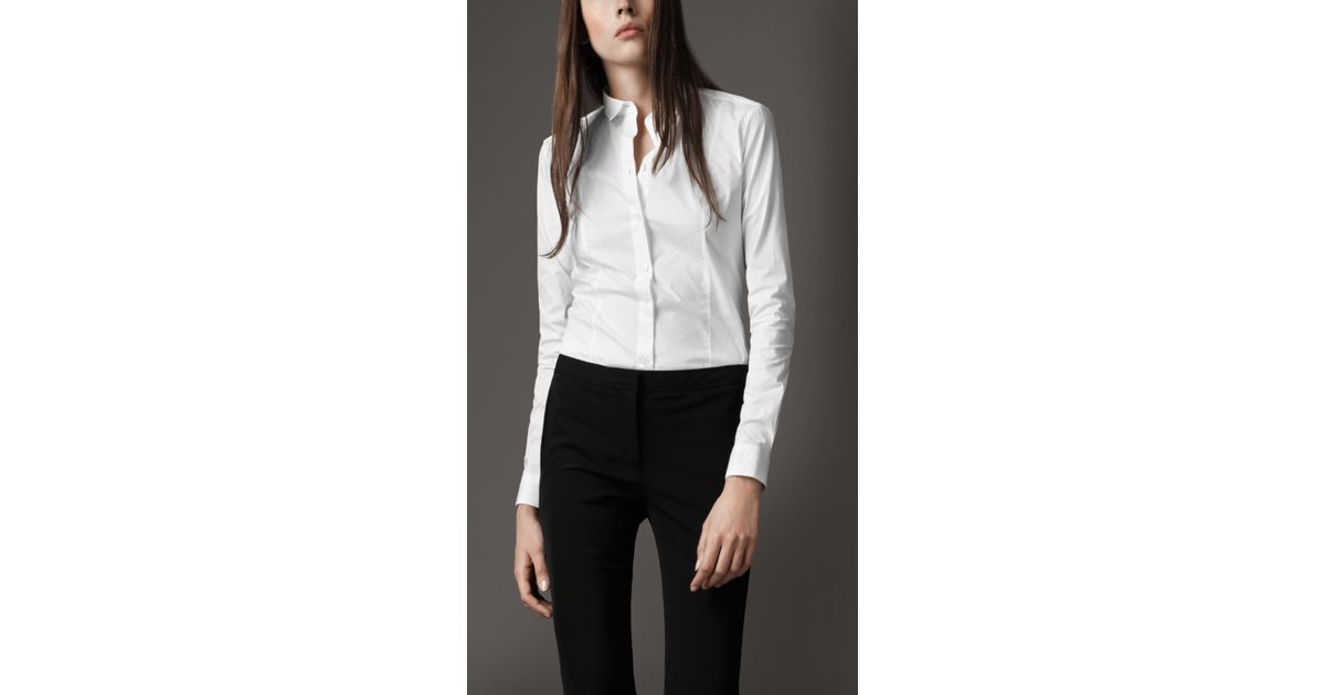 white burberry button down shirt
