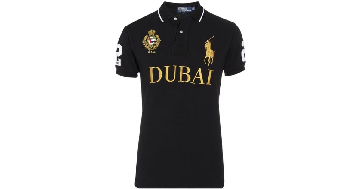 Polo Ralph Lauren Dubai Custom Fit Polo Shirt in Black for Men | Lyst UK