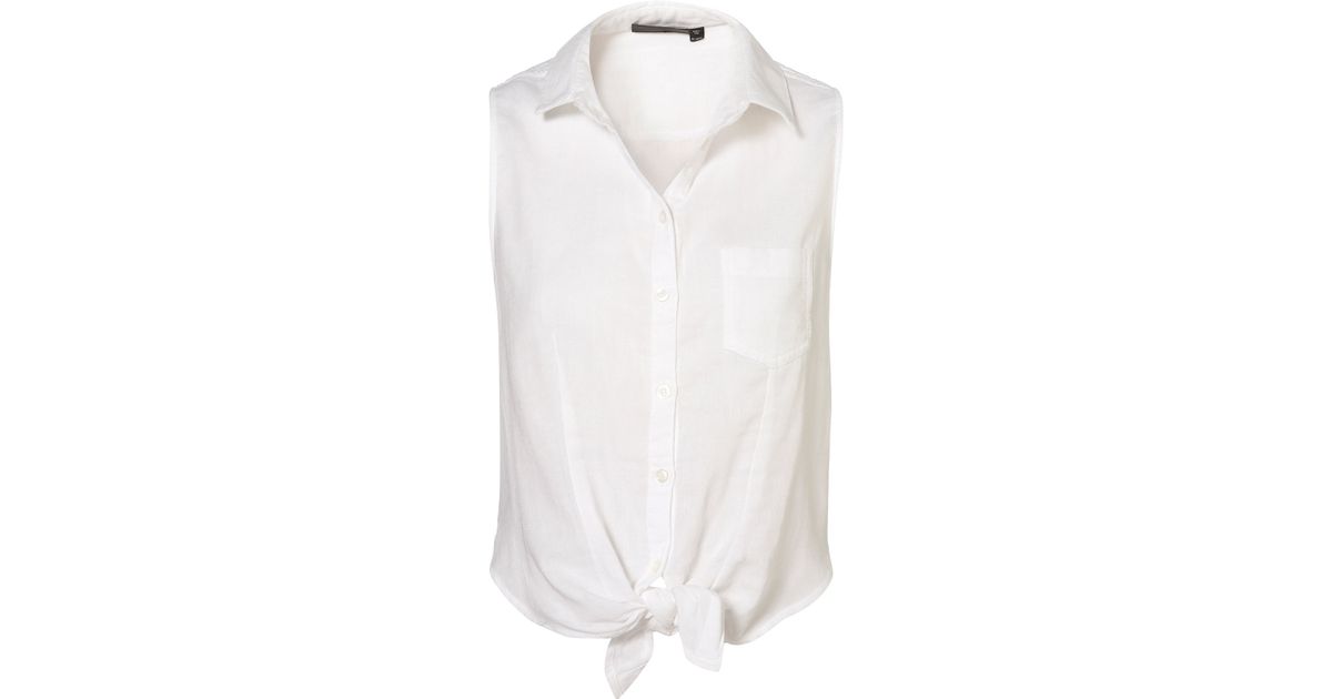 womens white shirt tie front
